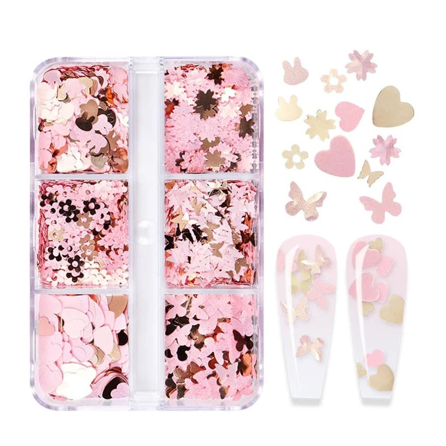 6 Grids of Sequins - 9 Spring Love - DTK Nail Supply