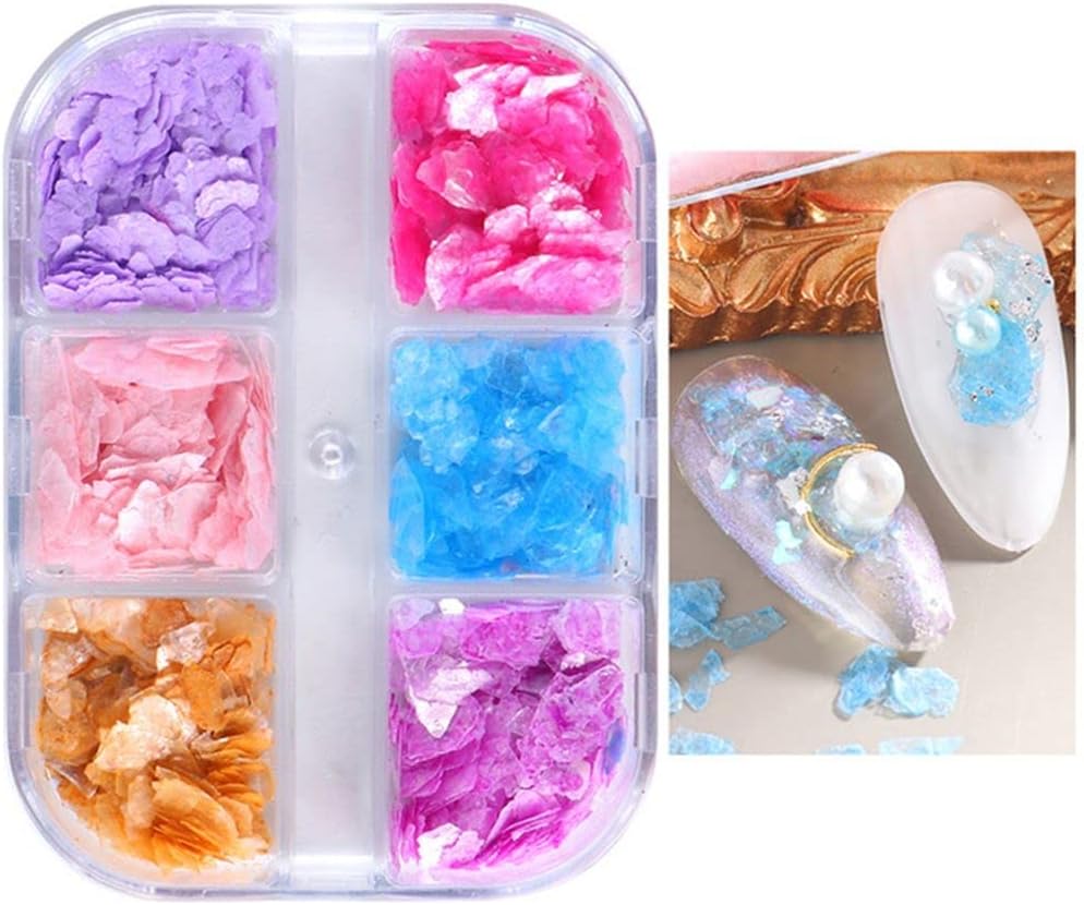 6 Grids of Shell Flakes - YM - 30 - 2 - Lovely - DTK Nail Supply