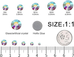 2 Pack 6 Grid Glass FlatBack Rhinestones #01 Crystal AB