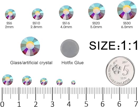 2 Pack 6 Grid Glass FlatBack Rhinestones #01 Crystal AB