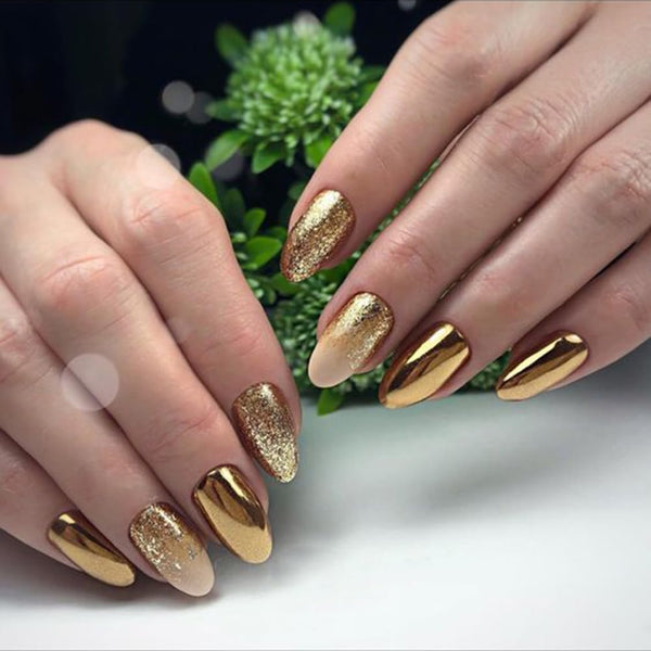6 Grids of Mixed Nail Art - Chrome & Foil - 1909-38 - #1 - Metal