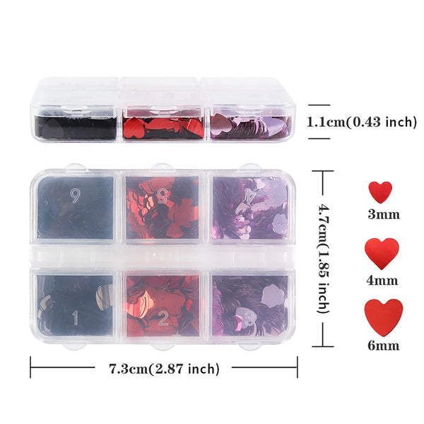  6 Grids of Holographic Sequins - #23 Hearts by OTHER sold by DTK Nail Supply