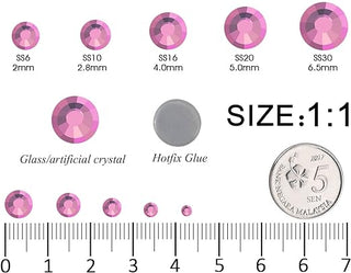  2 Pack 6 Grid Glass FlatBack Rhinestones #12 Rose Pink by Rhinestones sold by DTK Nail Supply