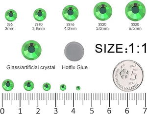 2 Pack 6 Grid Glass FlatBack Rhinestones #08 Peridot