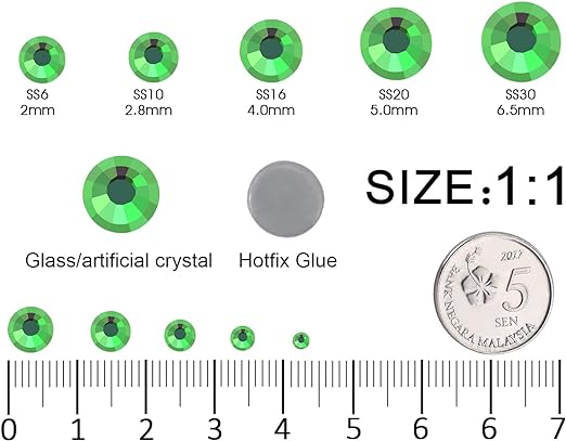 2 Pack 6 Grid Glass FlatBack Rhinestones #08 Peridot