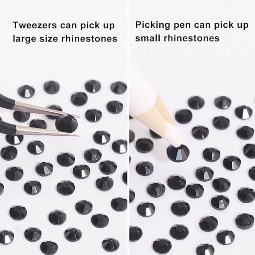 2 Pack 6 Grid Glass FlatBack Rhinestones #04 Jet Hematite