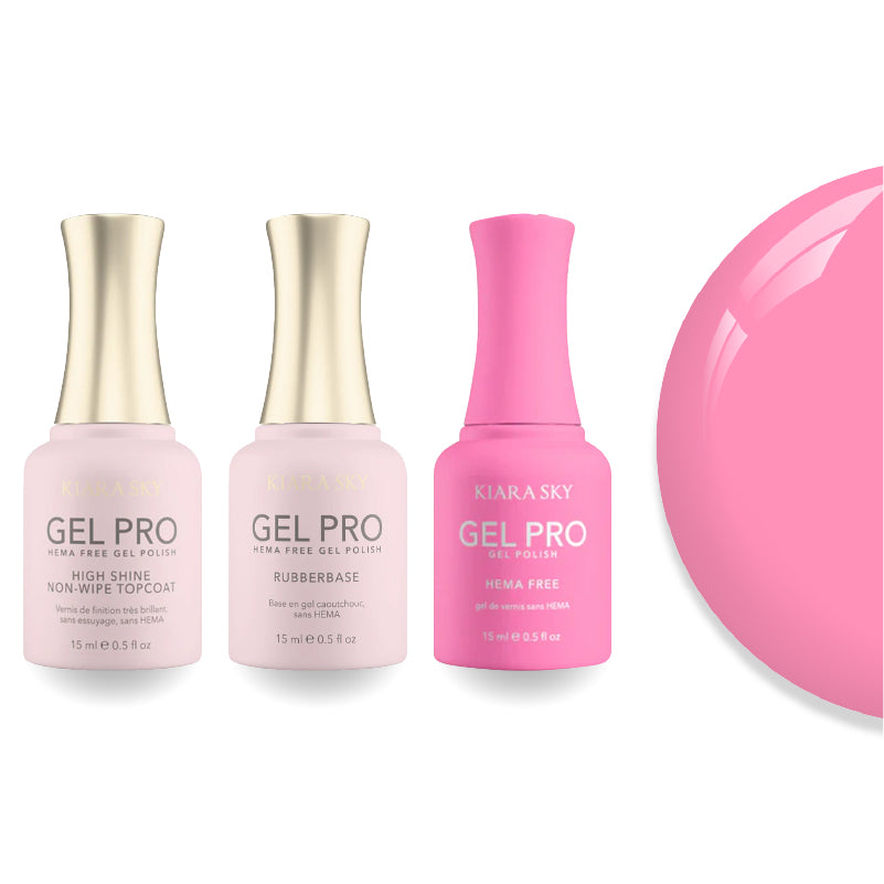 Kiara Sky Gel Pro Polish - HEMA-Free Rubber Base - High-Shine Non-Wipe Top Coat - 064 Girly Pop