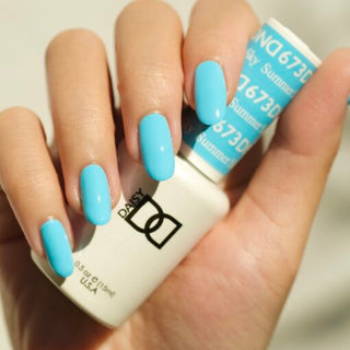 DND Nail Lacquer - 673 Blue Colors - Summer Sky by DND - Daisy Nail Designs sold by DTK Nail Supply