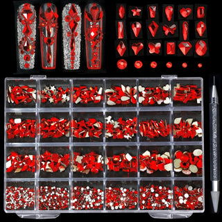 24 Grids Luxury Rhinestones Kit #05 - Red (PCS)
