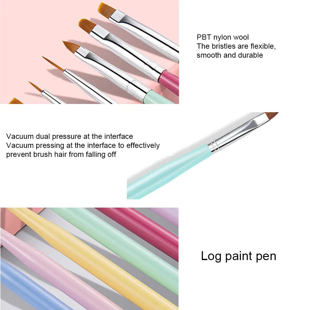 6pcs Colorful Nail Art Brushes Set - DTK Nail Supply