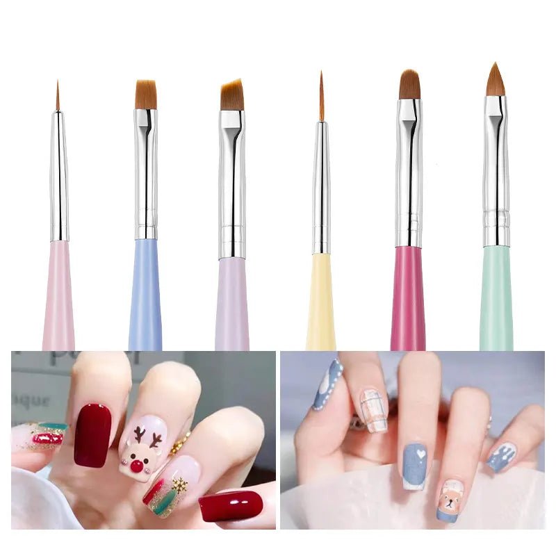 6pcs Colorful Nail Art Brushes Set - DTK Nail Supply