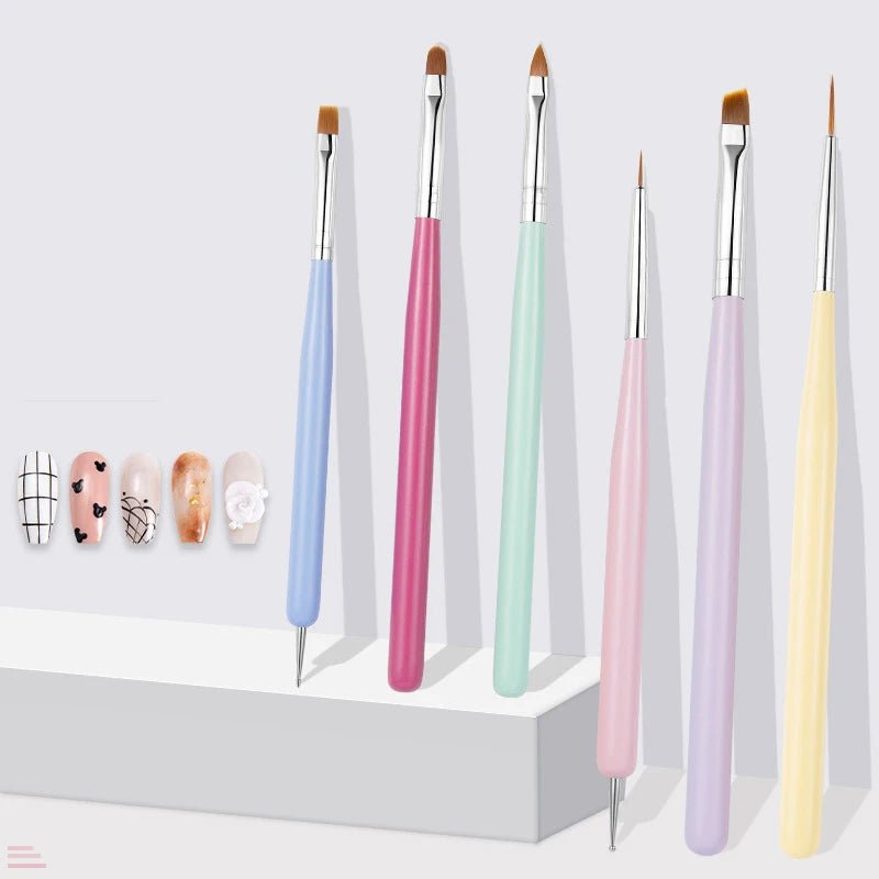 6pcs Colorful Nail Art Brushes Set - DTK Nail Supply
