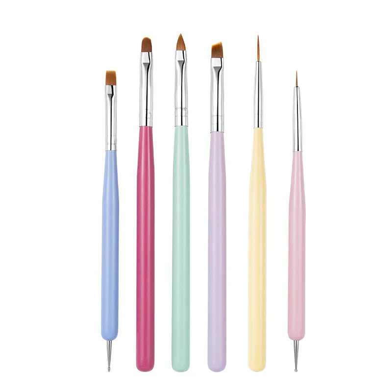 6pcs Colorful Nail Art Brushes Set - DTK Nail Supply