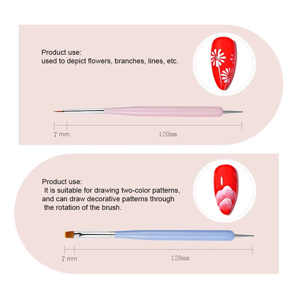 6pcs Colorful Nail Art Brushes Set - DTK Nail Supply