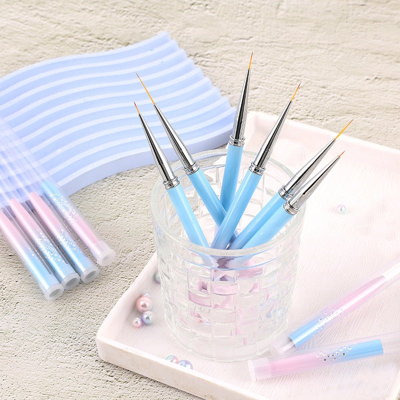 6Pcs/Set Nail Art Brush Gradient Blue - DTK Nail Supply