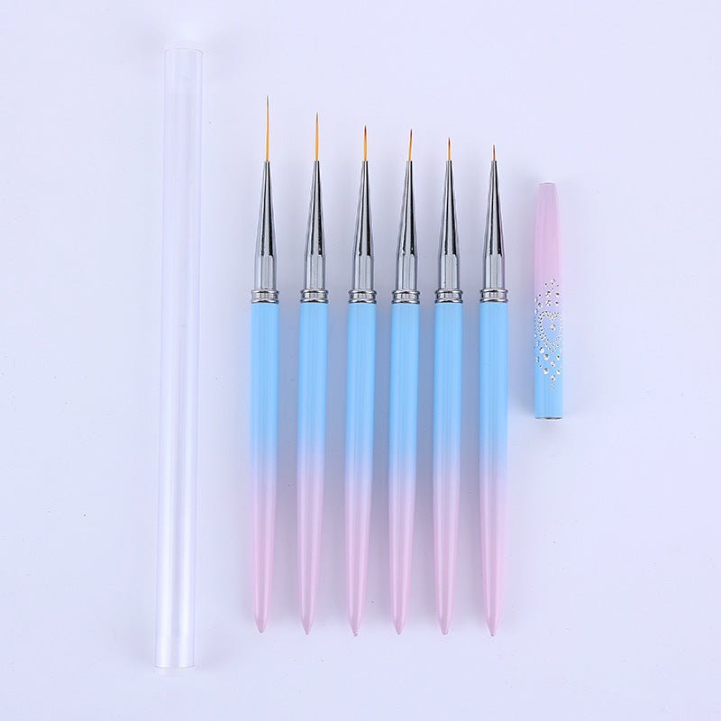 6Pcs/Set Nail Art Brush Gradient Blue - DTK Nail Supply
