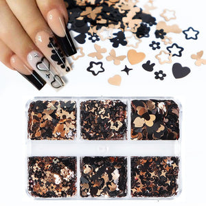  6 Grids of Sequins - #2 Valentine Black by OTHER sold by DTK Nail Supply
