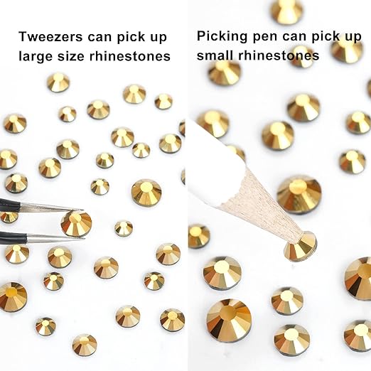 2 Pack 6 Grid Glass FlatBack Rhinestones #07 Champagne Gold