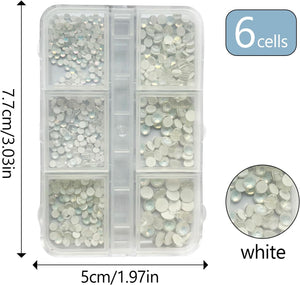 3D Beads Nail Art Rhinestones Mixed Size - White
