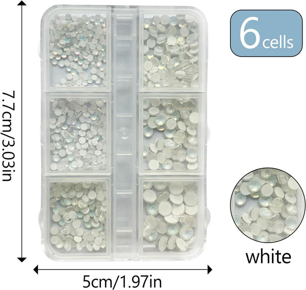 3D Beads Nail Art Rhinestones Mixed Size - White