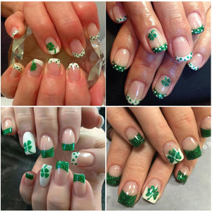  6 Grids of Holographic Sequins - #28 Lucky Clovers by Nail Charm sold by DTK Nail Supply