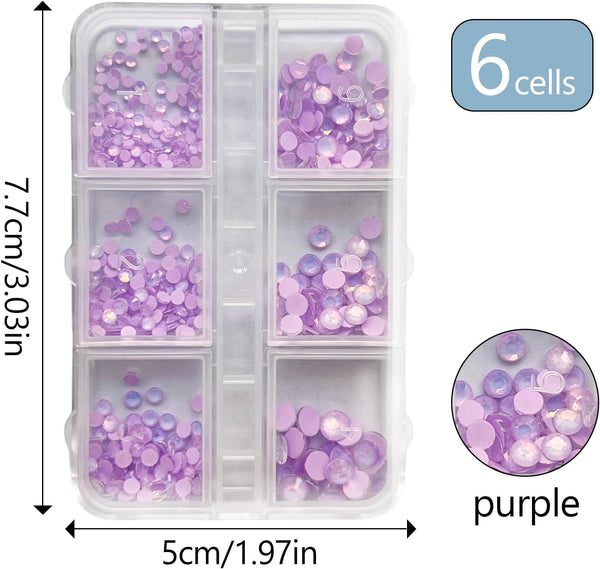 3D Beads Nail Art Rhinestones Mixed Size - Purple
