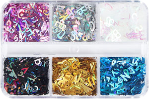 6 Grids of Holographic Sequins - #21 Letters by OTHER sold by DTK Nail Supply