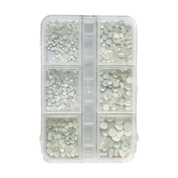3D Beads Nail Art Rhinestones Mixed Size - White