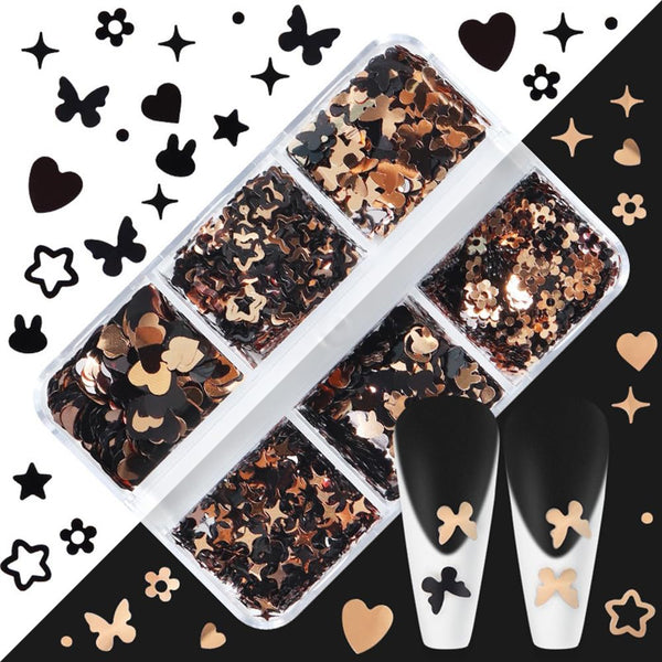  6 Grids of Sequins - #2 Valentine Black by OTHER sold by DTK Nail Supply