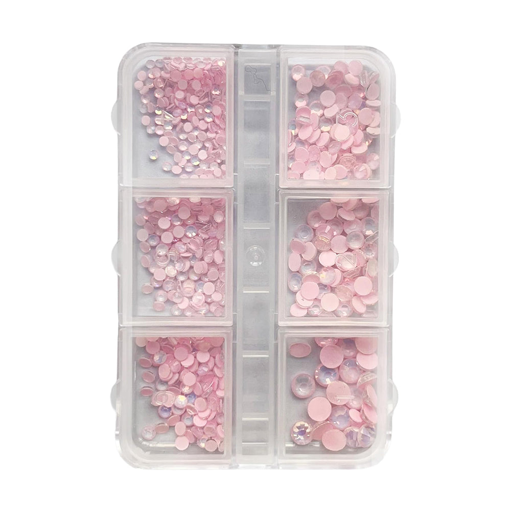 3D Beads Nail Art Rhinestones Mixed Size - Pink