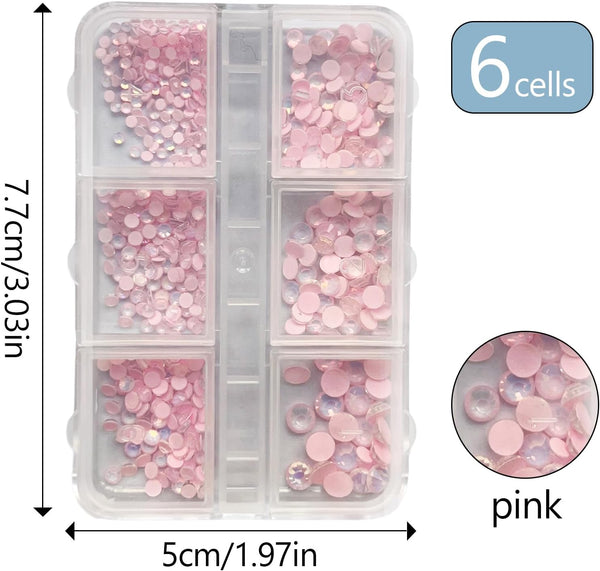 3D Beads Nail Art Rhinestones Mixed Size - Pink