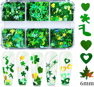  6 Grids of Holographic Sequins - #29 St Patrick's Day by Nail Charm sold by DTK Nail Supply