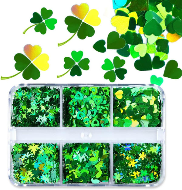  6 Grids of Holographic Sequins - #29 St Patrick's Day by Nail Charm sold by DTK Nail Supply