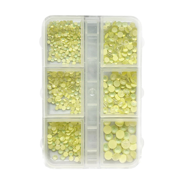 3D Beads Nail Art Rhinestones Mixed Size - Yellow