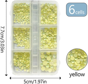 3D Beads Nail Art Rhinestones Mixed Size - Yellow