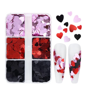  6 Grids of Holographic Sequins - #23 Hearts by OTHER sold by DTK Nail Supply