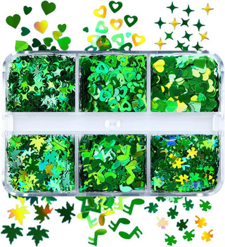  6 Grids of Holographic Sequins - #29 St Patrick's Day by Nail Charm sold by DTK Nail Supply