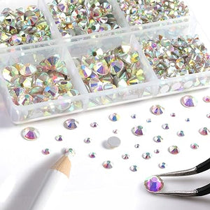 2 Pack 6 Grid Glass FlatBack Rhinestones #01 Crystal AB