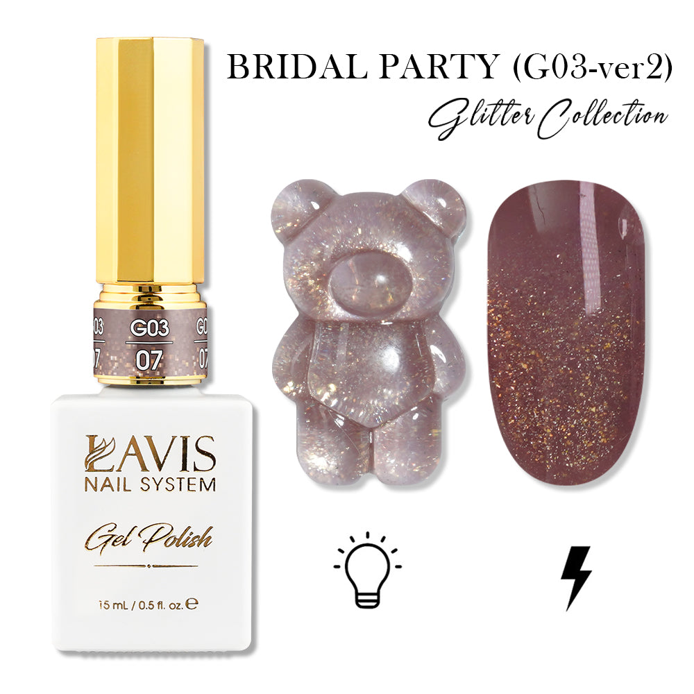 LAVIS 07 (G03-ver2) - Gel Polish 0.5 oz - Bridal Party Glitter Collection by LAVIS NAILS sold by DTK Nail Supply