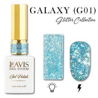 LAVIS Glitter G01 - 07 - Gel Polish 0.5 oz - Galaxy Collection