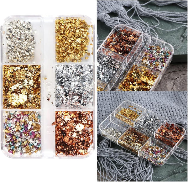 6 Grids of Nail Art Foil - 1909-61 - #2 Mixed Metals by OTHER sold by DTK Nail Supply