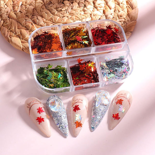  6 Grids of Holographic Sequins - 1909-26 - #30 Fall Leaves by Nail Charm sold by DTK Nail Supply