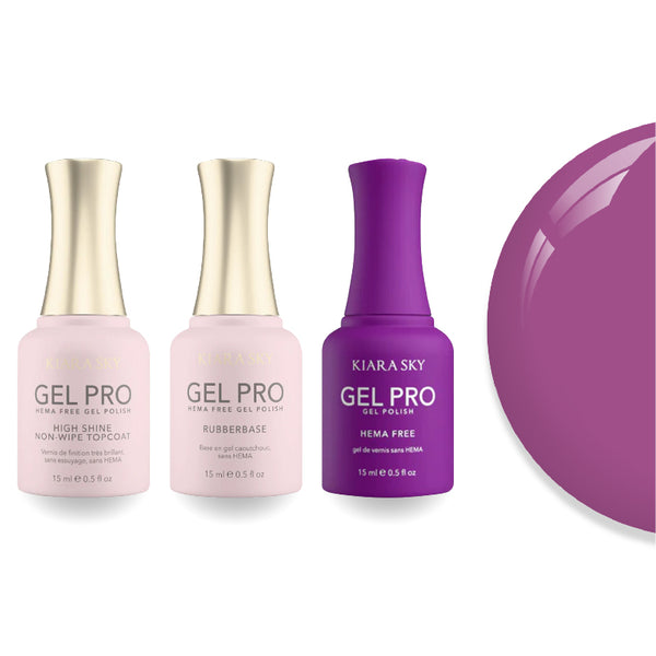 Kiara Sky Gel Pro Polish - HEMA-Free Rubber Base - High-Shine Non-Wipe Top Coat - 082 Grape Escape