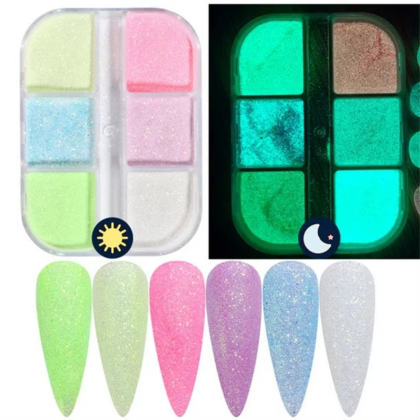  6 Grids of Glow in the Dark Glitter - 1909-22 - #2 - Spring by OTHER sold by DTK Nail Supply