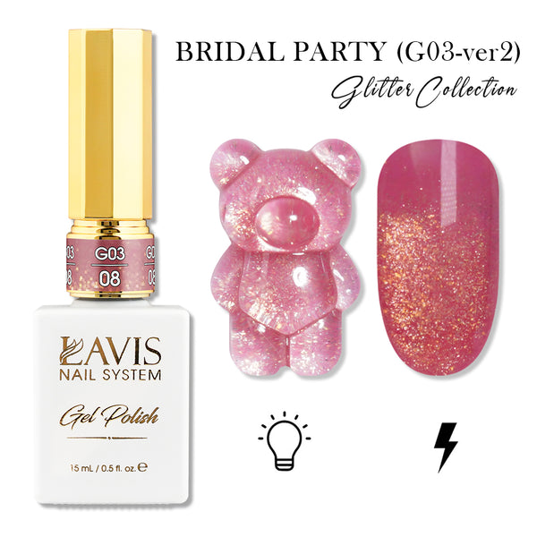 LAVIS 08 (G03-ver2) - Gel Polish 0.5 oz - Bridal Party Glitter Collection by LAVIS NAILS sold by DTK Nail Supply