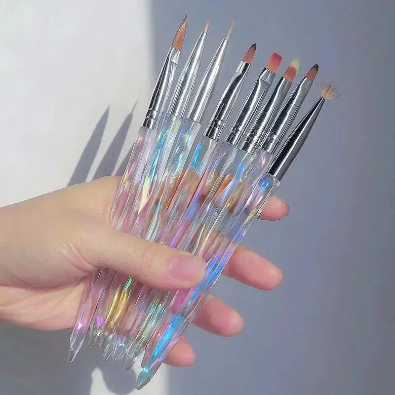 8pcs/set Aurora Acrylic Nail Art Painting Brush - DTK Nail Supply