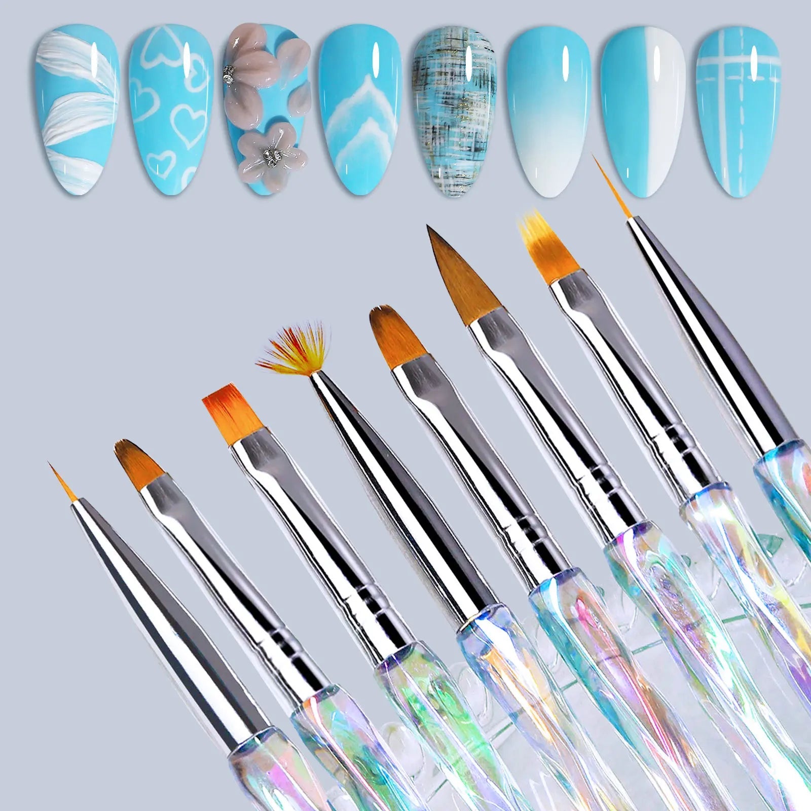 8pcs/set Aurora Acrylic Nail Art Painting Brush - DTK Nail Supply