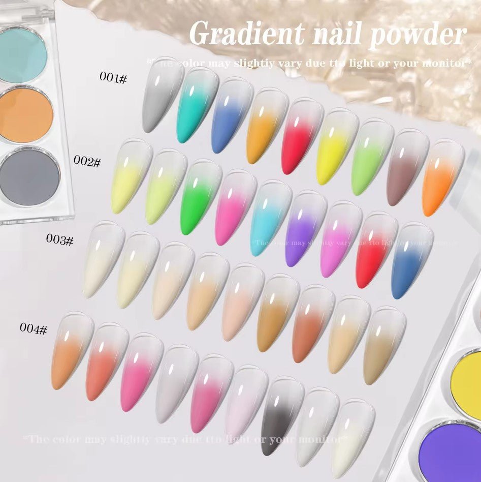 9 Colors Gradient Nail Powder 001 Lucky Charm - DTK Nail Supply