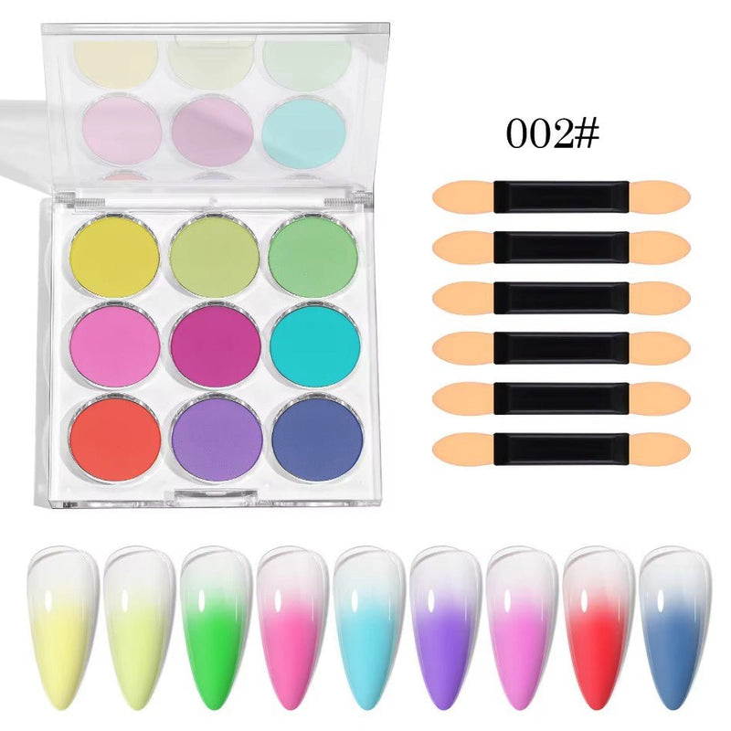9 Colors Gradient Nail Powder 002 Cherry Delight - DTK Nail Supply