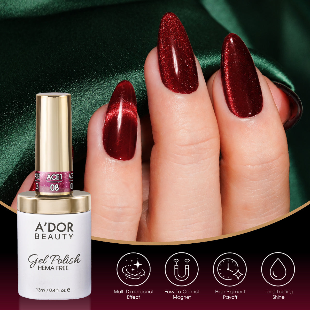 A'DOR Cat Eyes ACE1 - 12 - Gel Polish 0.4oz - Seasonal Splendor Collection